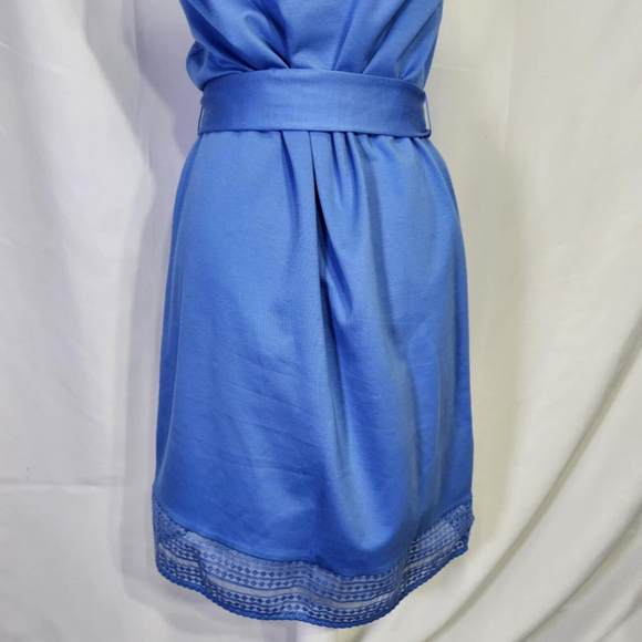 Ann Taylor Dress Womens M Blue Sleeveless Belted Dress - Picture 6 of 13